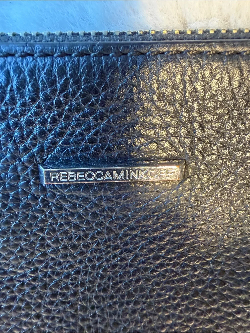Rebecca Minkoff Black Pebbled Leather Moto Crossbody with Chain Strap